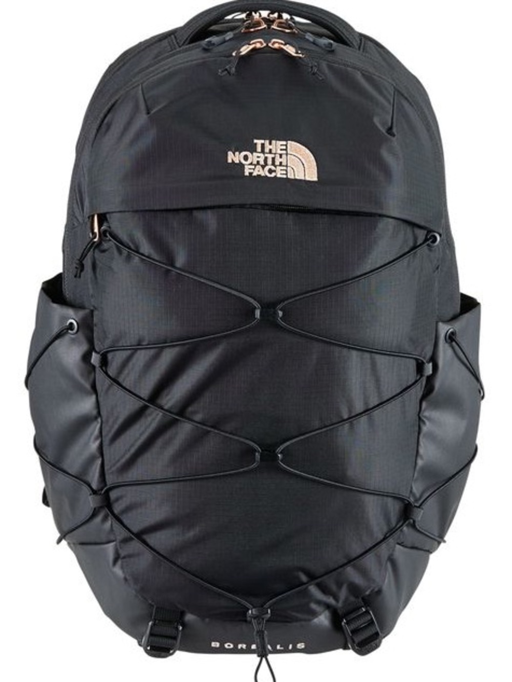 The North Face Black Backpack With Rose Gold Zipper Accents